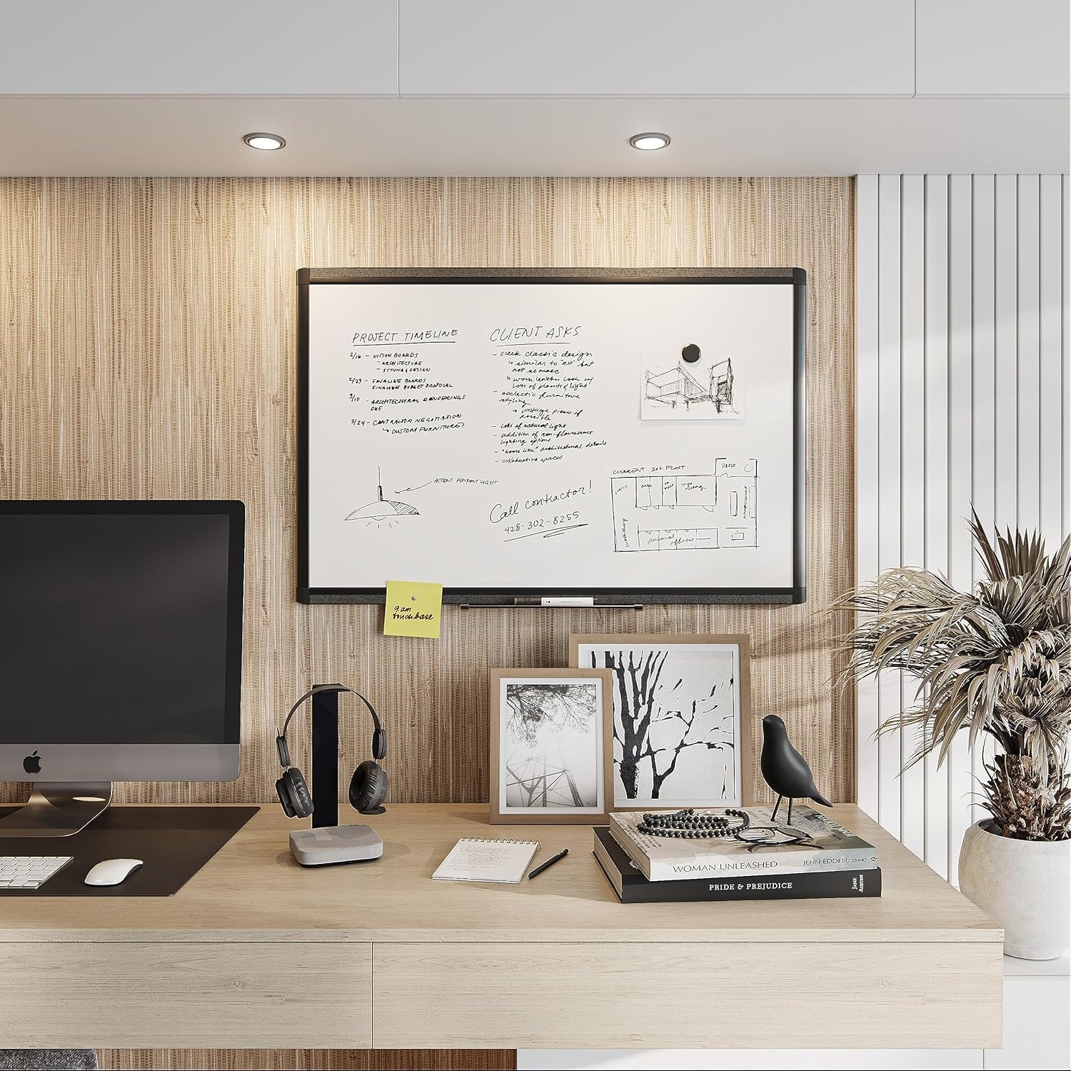 image:imageU Brands Magnetic Whiteboard 24 x 36 Black Wood Frame Dry Erase Board Wall Mounted White Board for Office Classroom Home Planning amp Organization36W x 24H