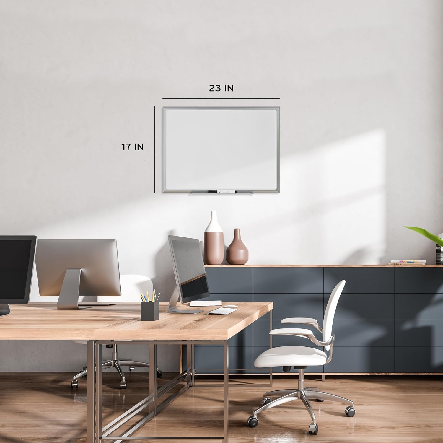 image:imageU Brands Magnetic Whiteboard with Silver Aluminum Frame 96 x 48 Inches Dry Erase Board White Board for Office Supplies and Classroom Use23W x 17H