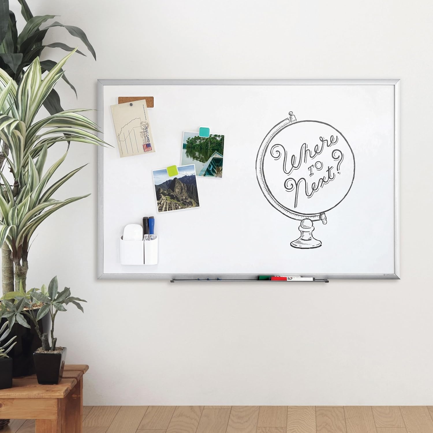 image:imageU Brands Magnetic Whiteboard with Silver Aluminum Frame 96 x 48 Inches Dry Erase Board White Board for Office Supplies and Classroom Use23W x 35H