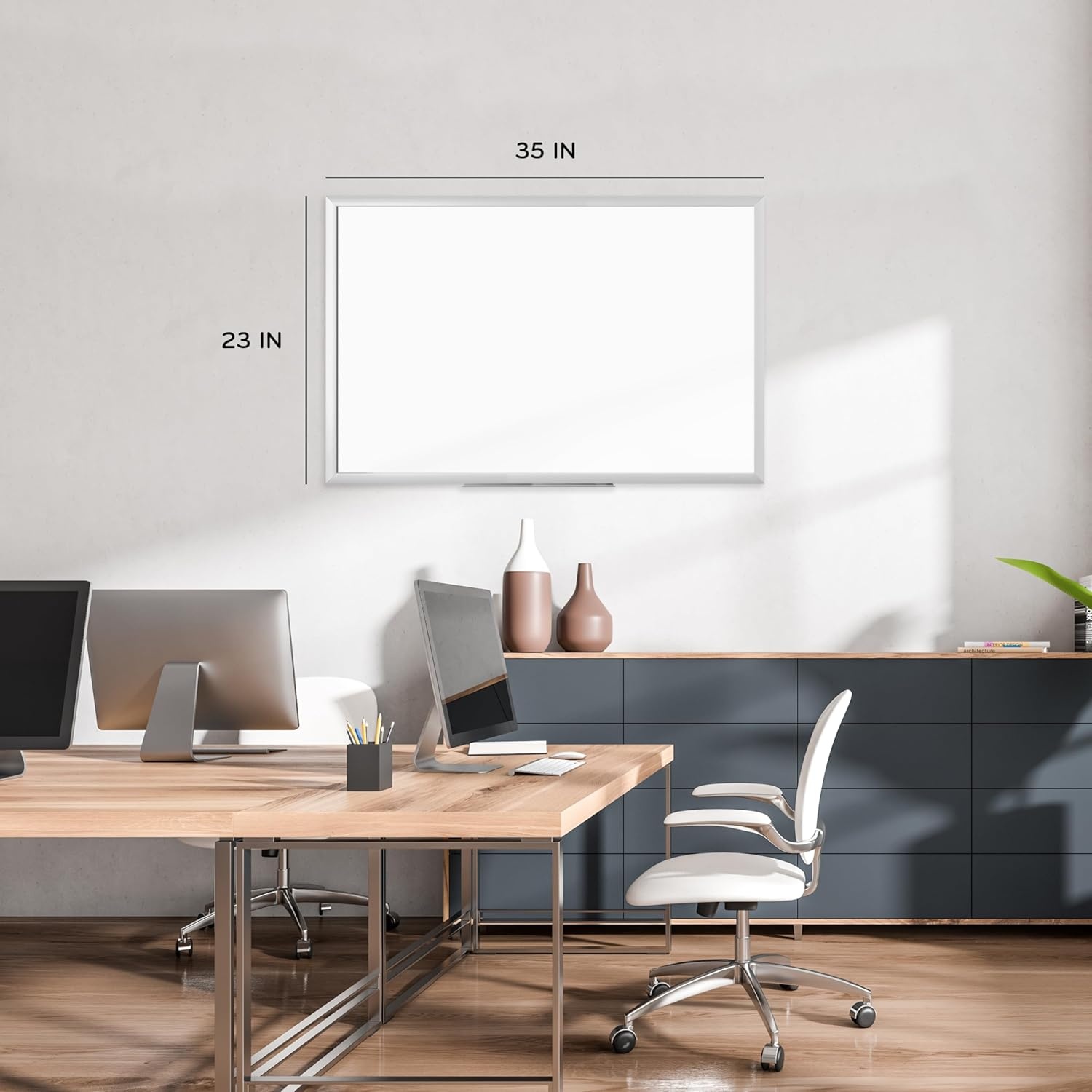 image:imageU Brands Magnetic Whiteboard with Silver Aluminum Frame 96 x 48 Inches Dry Erase Board White Board for Office Supplies and Classroom Use23W x 35H