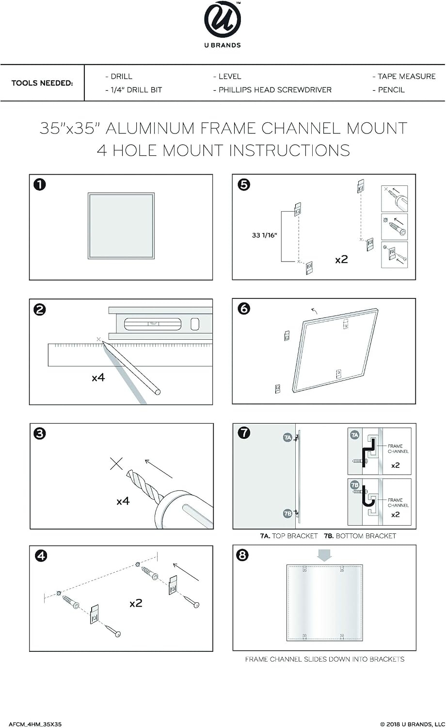 image:imageU Brands Magnetic Whiteboard with Silver Aluminum Frame 96 x 48 Inches Dry Erase Board White Board for Office Supplies and Classroom Use35W x 35H