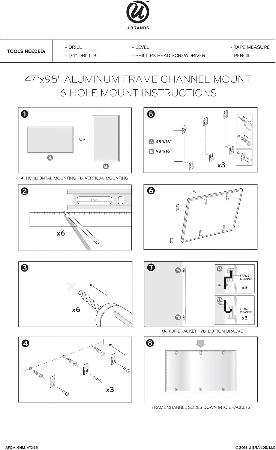 image:imageU Brands Magnetic Whiteboard with Silver Aluminum Frame 96 x 48 Inches Dry Erase Board White Board for Office Supplies and Classroom Use96W x 47H