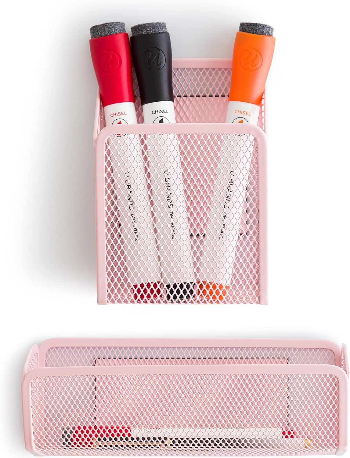 image:imageU Brands Metal 3Piece Locker Organization Kit Includes Folding Locker Shelf Magnetic Cup and Bin Back to School BlushBlush