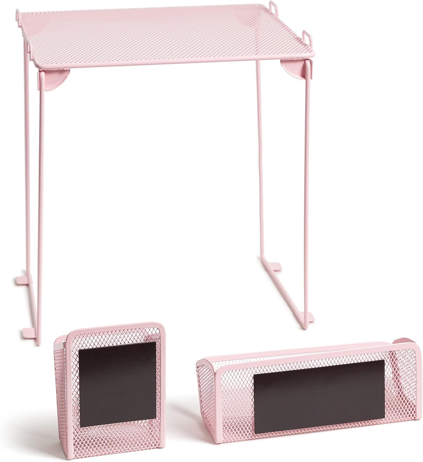 image:imageU Brands Metal 3Piece Locker Organization Kit Includes Folding Locker Shelf Magnetic Cup and Bin Back to School BlushBlush