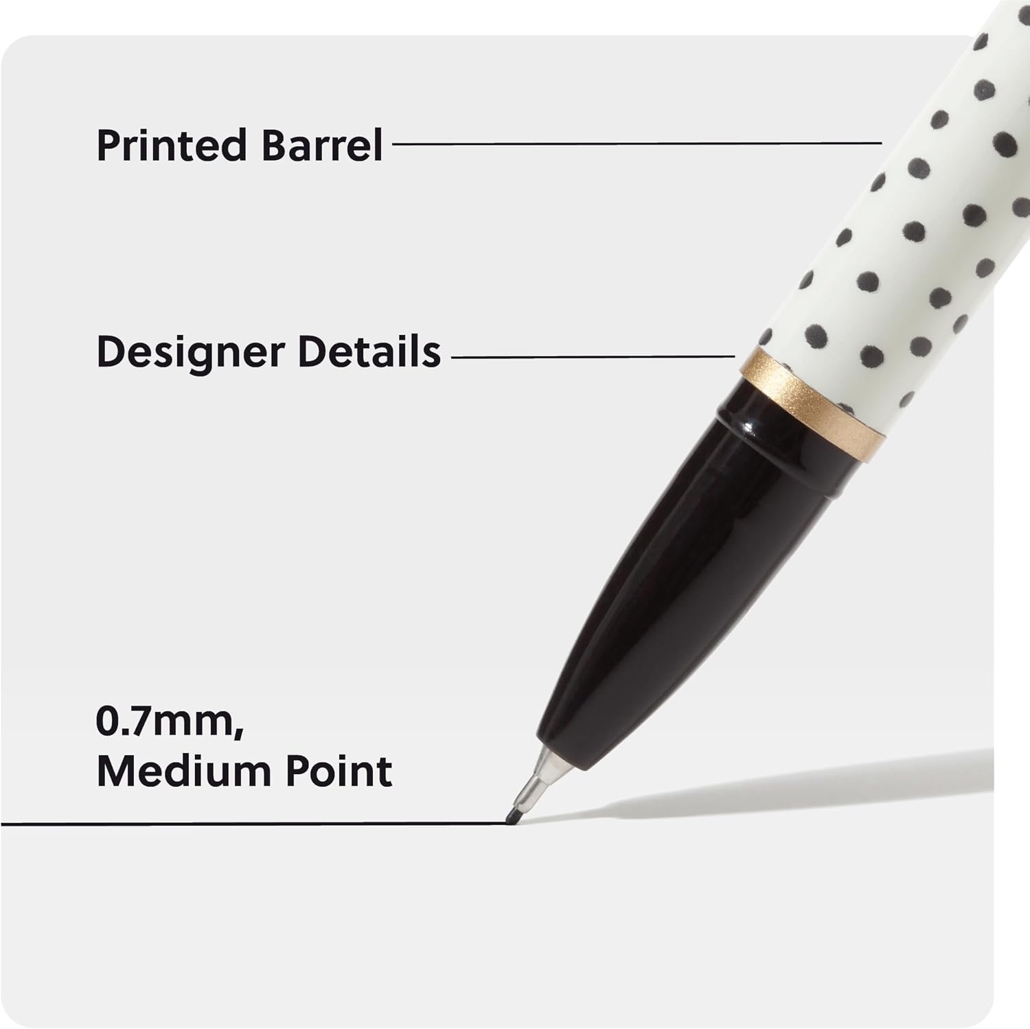 image:imageU Brands Midnight Catalina Felt Tip Pens Set of 12 Soft Touch With Black Metal Details Medium 07 mm Point Black InkDots and Stripes