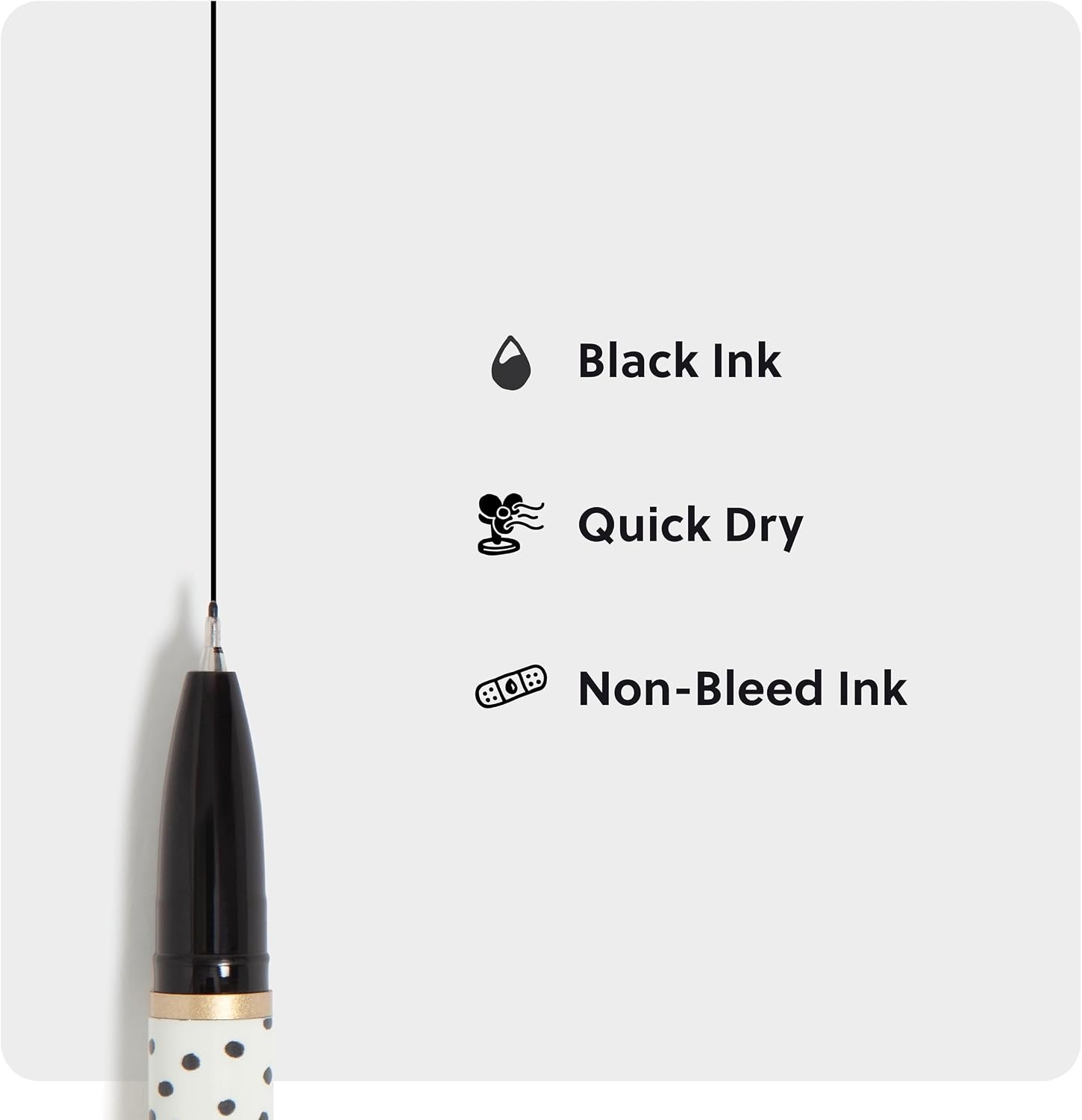 image:imageU Brands Midnight Catalina Felt Tip Pens Set of 12 Soft Touch With Black Metal Details Medium 07 mm Point Black InkDots and Stripes