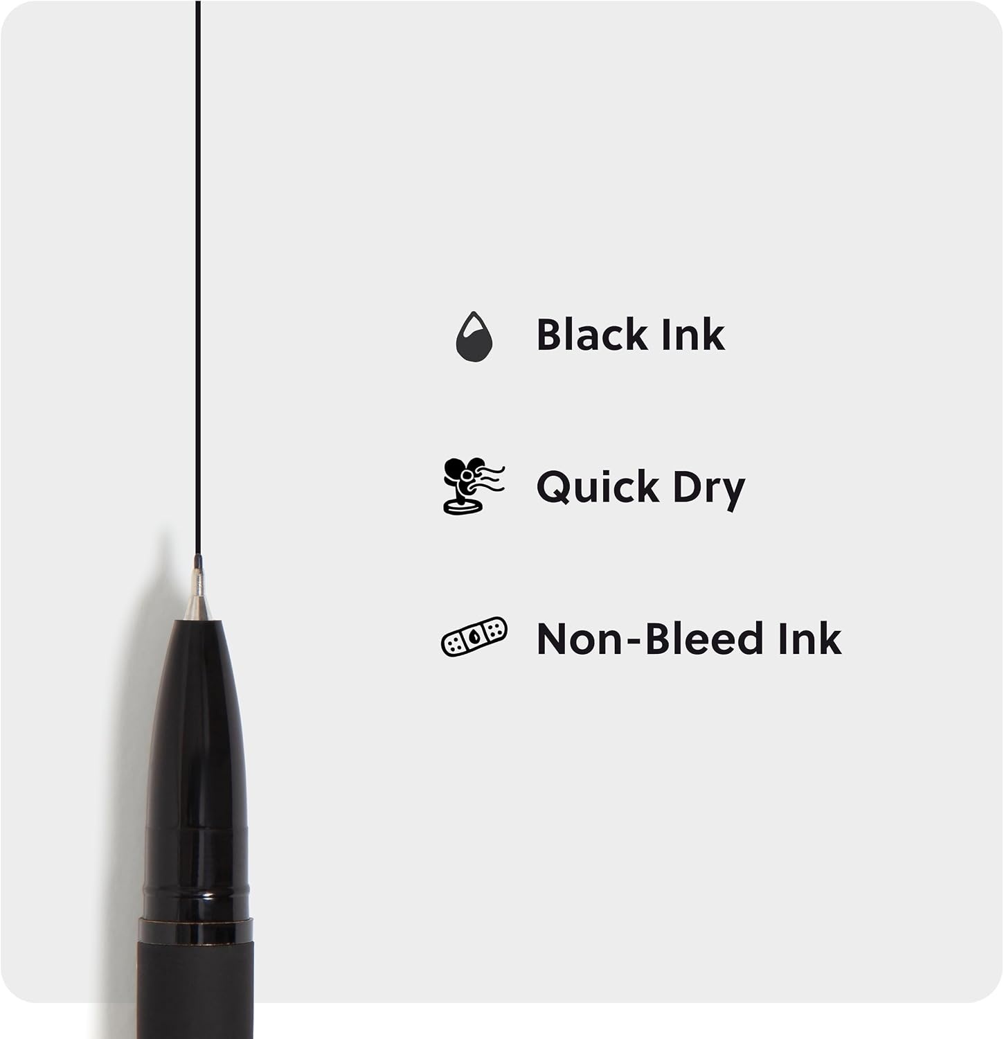image:imageU Brands Midnight Catalina Felt Tip Pens Set of 12 Soft Touch With Black Metal Details Medium 07 mm Point Black InkMidnight Black