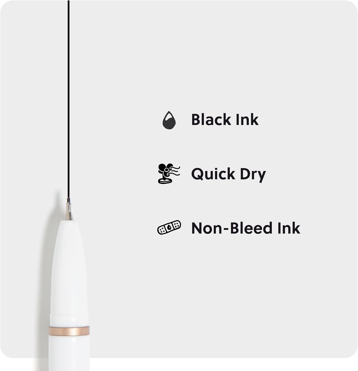 image:imageU Brands Midnight Catalina Felt Tip Pens Set of 12 Soft Touch With Black Metal Details Medium 07 mm Point Black InkWhite and Rose