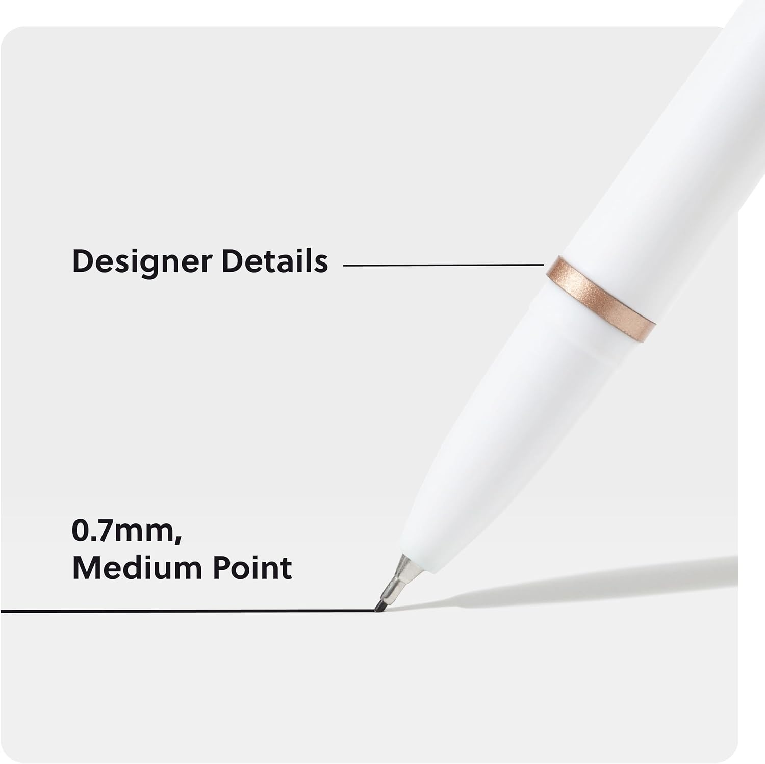 image:imageU Brands Midnight Catalina Felt Tip Pens Set of 12 Soft Touch With Black Metal Details Medium 07 mm Point Black InkWhite and Rose