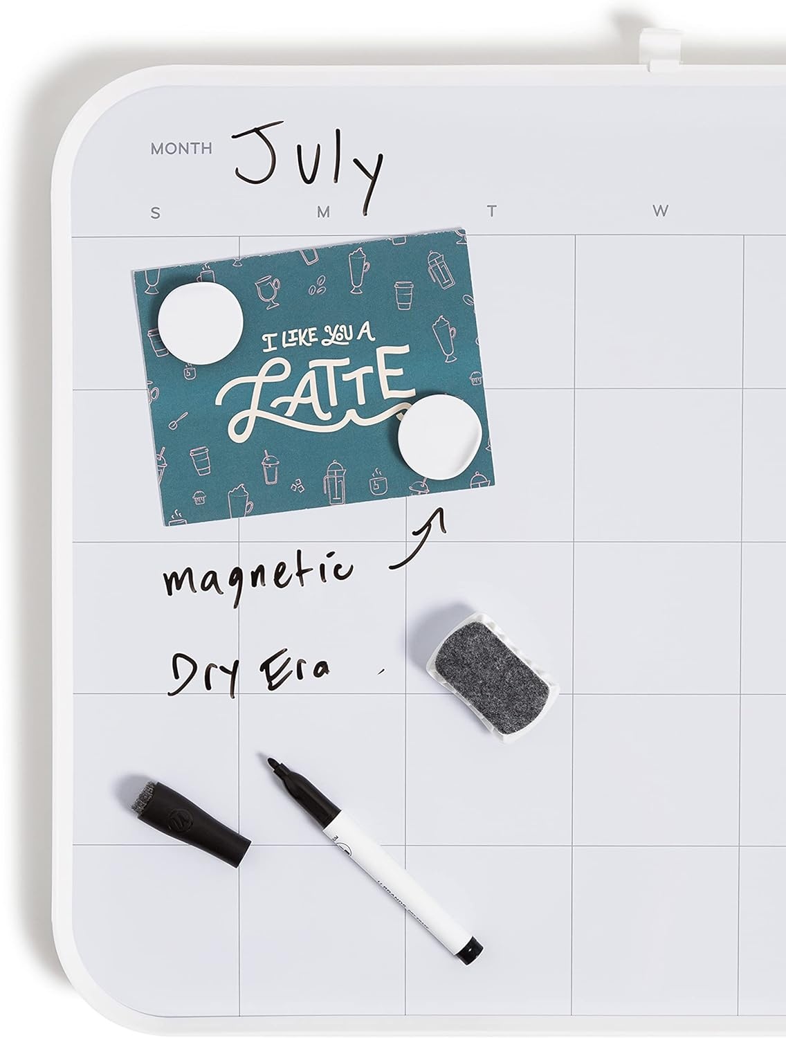 image:imageU Brands Modern Bevel Dry Erase Calendar White Board Value Pack Office Supplies Includes Markers Magnets Eraser 16 x 20White