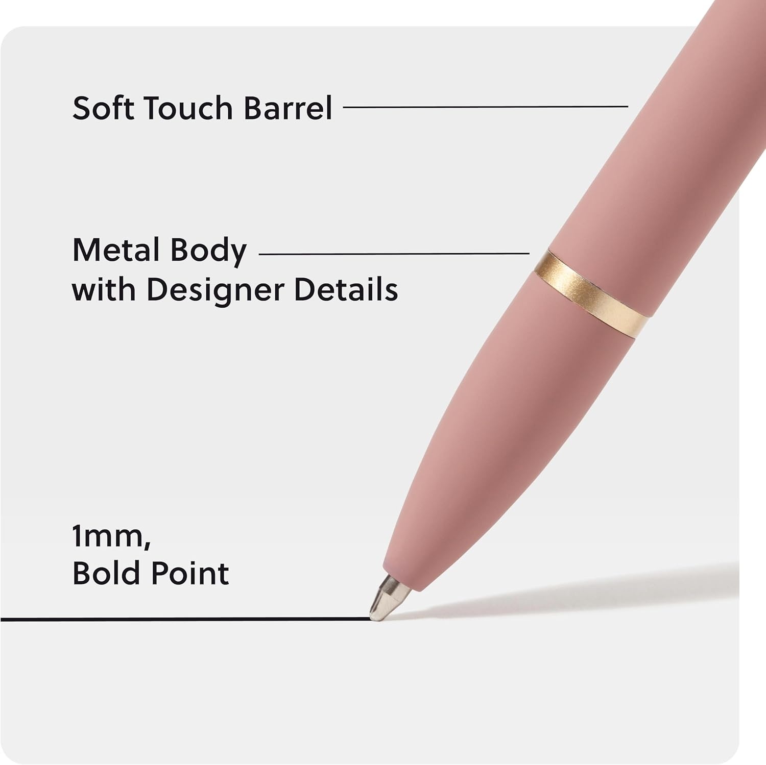 image:imageU Brands Monterey Ballpoint Pens 4 Count Atlantis Hue Soft Touch Gold Details Bold 10 mm Point Black Ink