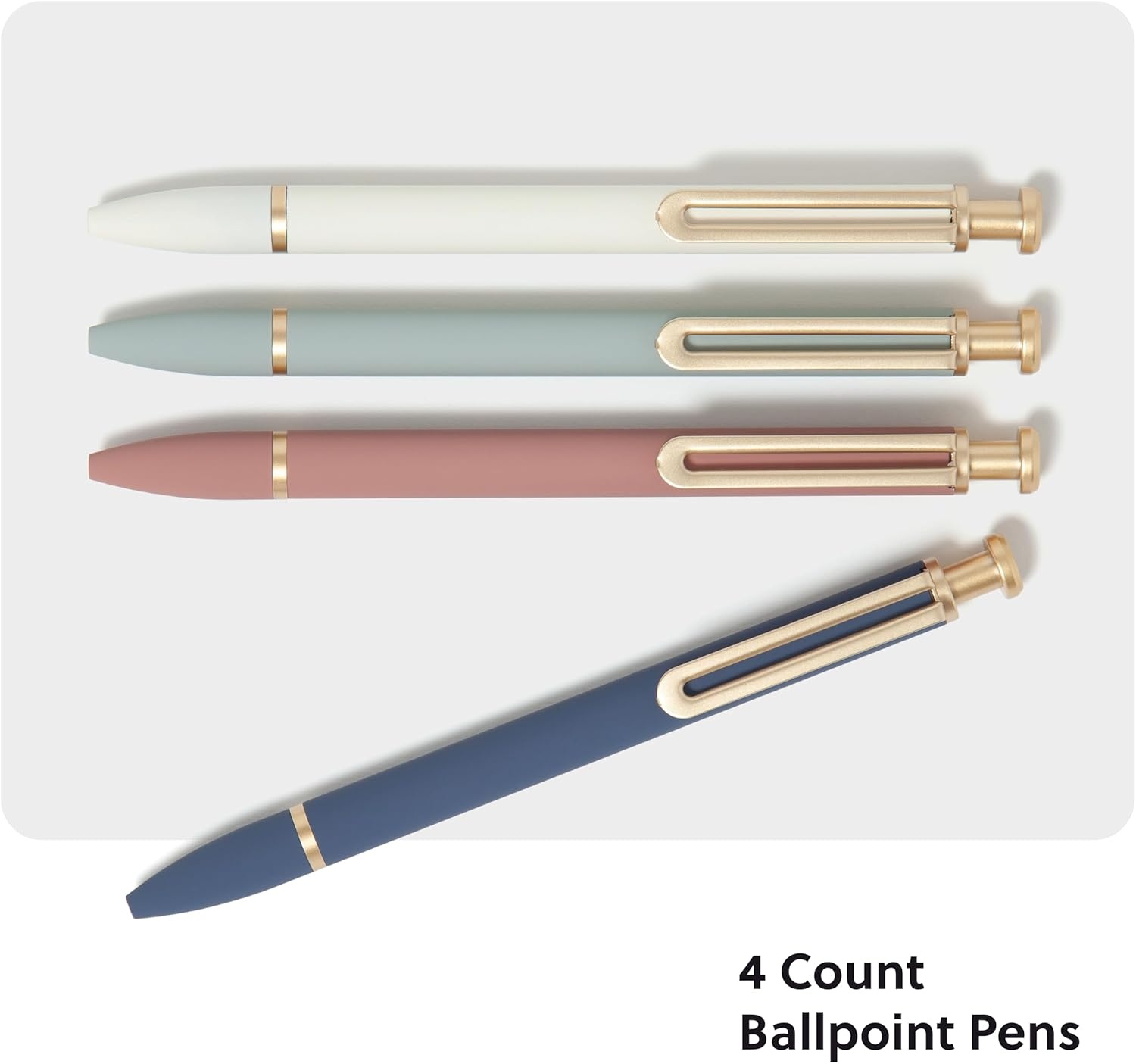 image:imageU Brands Monterey Ballpoint Pens 4 Count Atlantis Hue Soft Touch Gold Details Bold 10 mm Point Black Ink