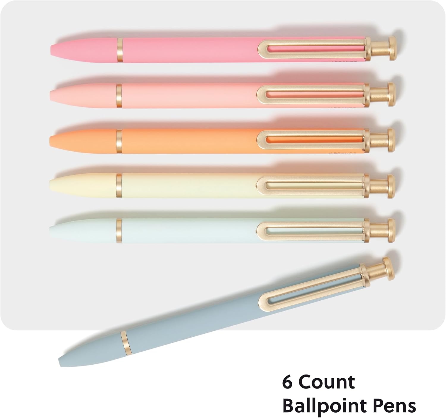 image:imageU Brands Monterey Ballpoint Pens 6 Count Gold Details Bold 10 mm Point Black Ink Soft Touch Bright PastelsBright Pastels