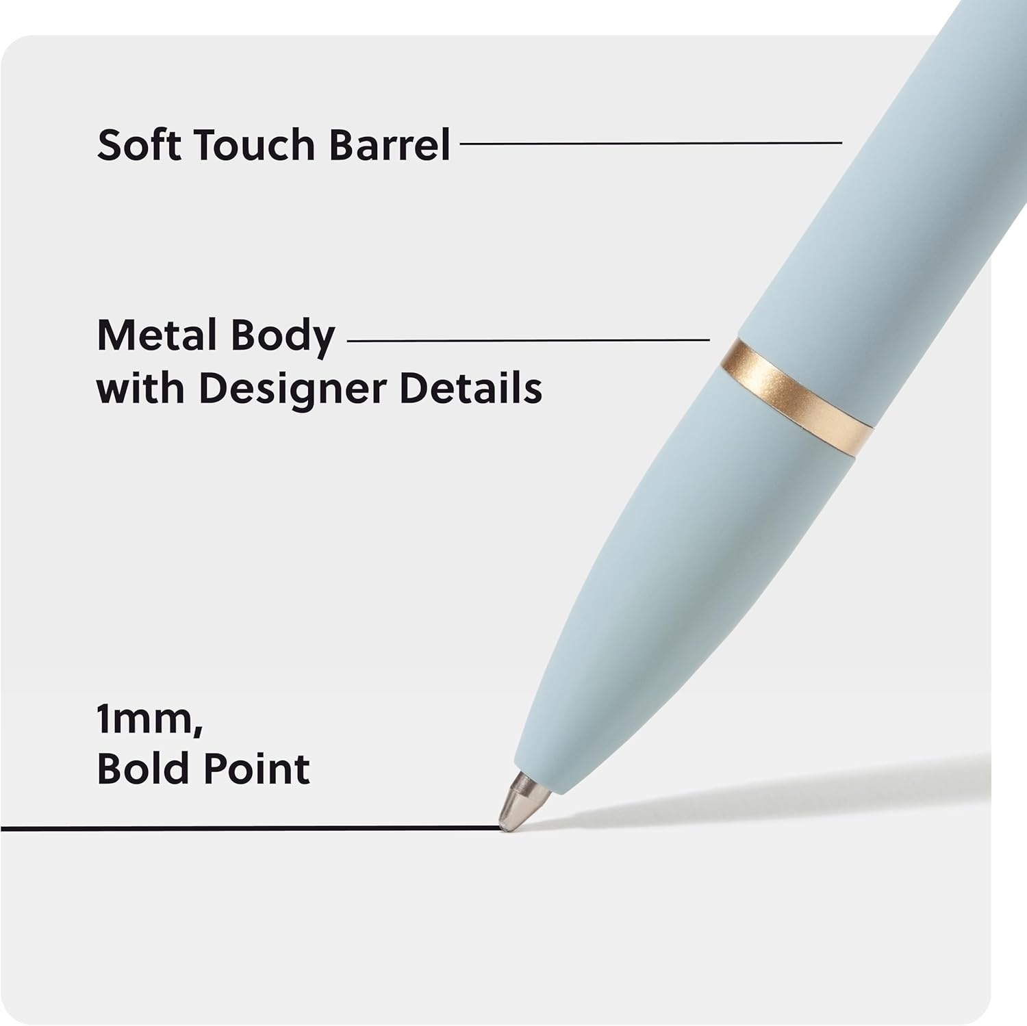 image:imageU Brands Monterey Ballpoint Pens 6 Count Gold Details Bold 10 mm Point Black Ink Soft Touch Bright PastelsBright Pastels