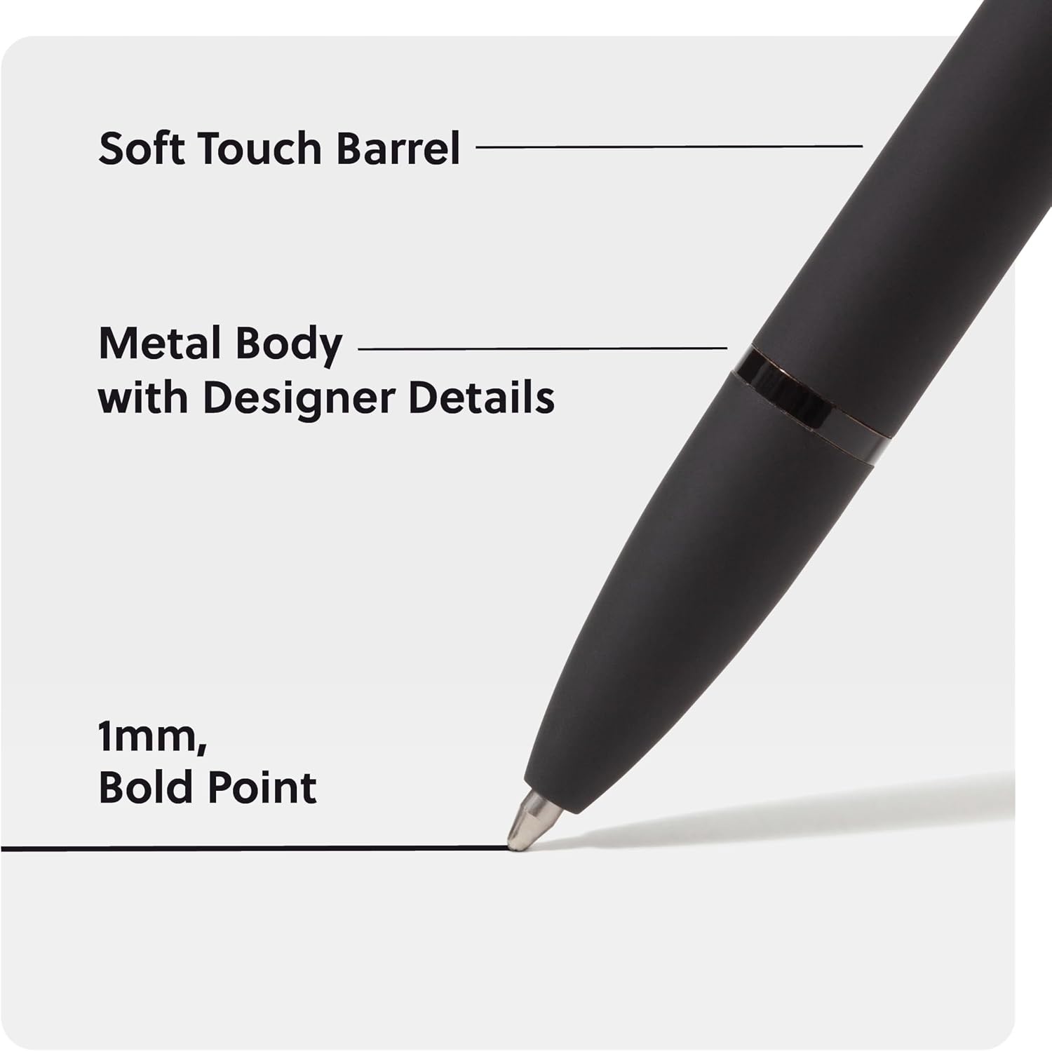 image:imageU Brands Monterey Ballpoint Pens Set of 12 White and Rose Gold Bold 10 mm Point Black InkMidnight Black