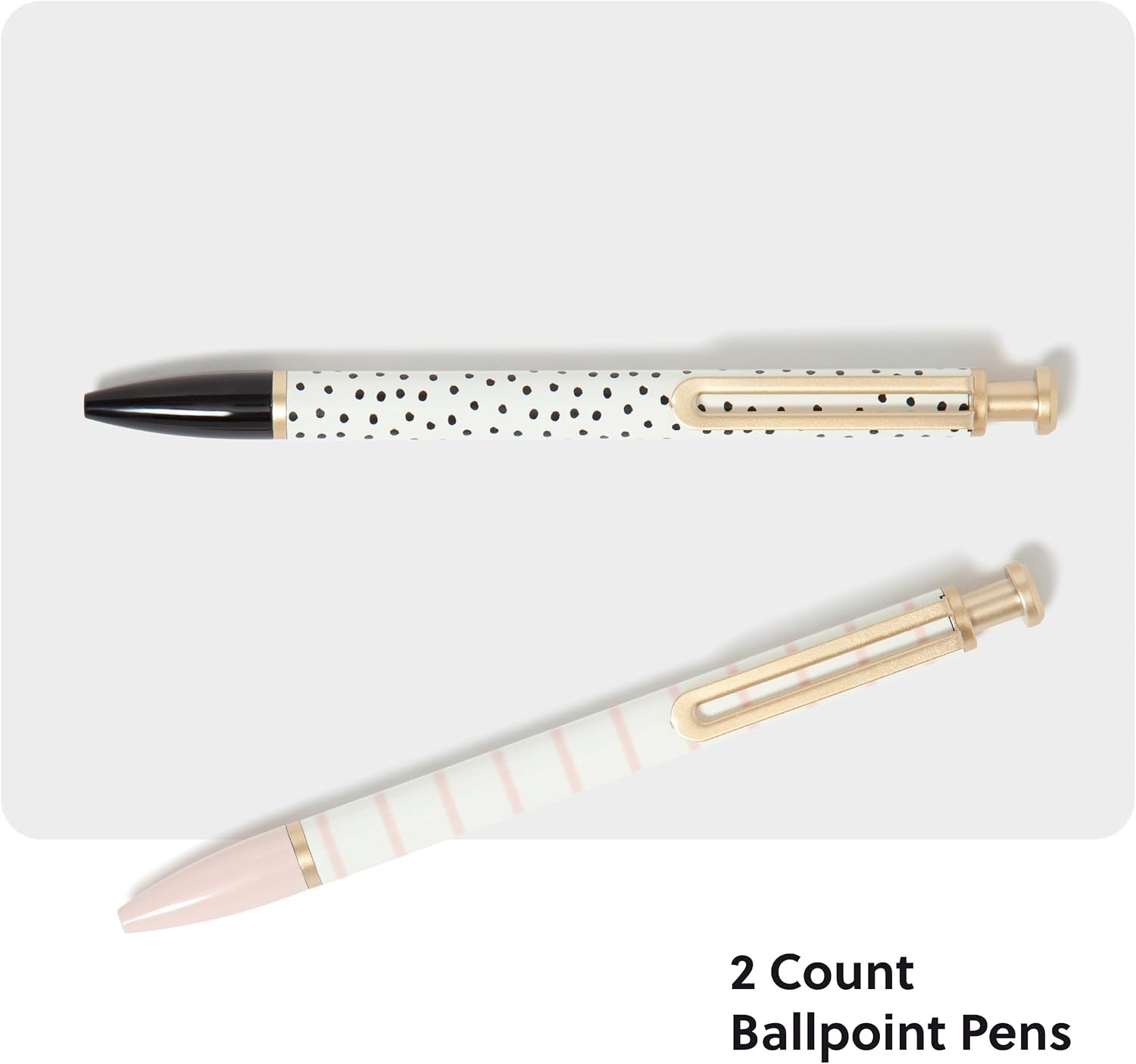 image:imageU Brands Monterey Ballpoint Pens Set of 2 Stripes And Dots With Gold Details Bold 10 mm Point Black Ink1 Count Pack of 2