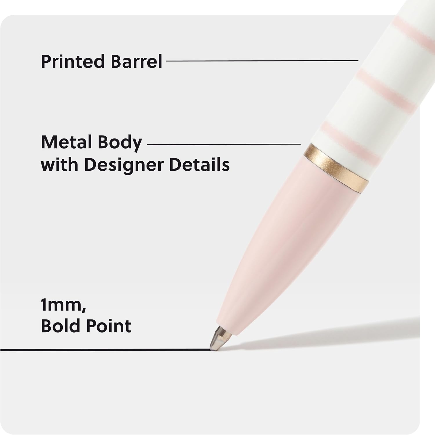 image:imageU Brands Monterey Ballpoint Pens Set of 2 Stripes And Dots With Gold Details Bold 10 mm Point Black Ink1 Count Pack of 2