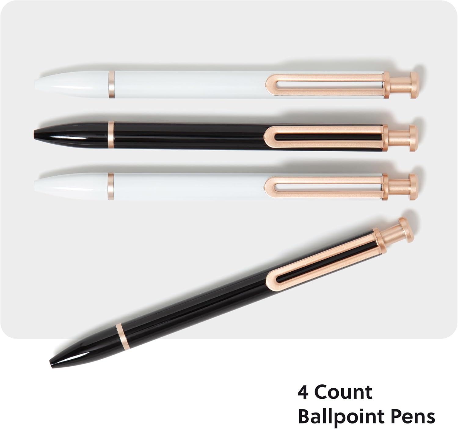 image:imageU Brands Monterey Ballpoint Pens Set of 4 Black and White With Rose Gold Details Bold 10 mm Point Black InkBlack and White