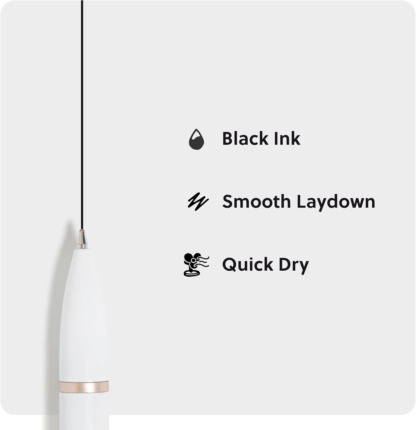 image:imageU Brands Monterey Ballpoint Pens Set of 4 Black and White With Rose Gold Details Bold 10 mm Point Black InkBlack and White