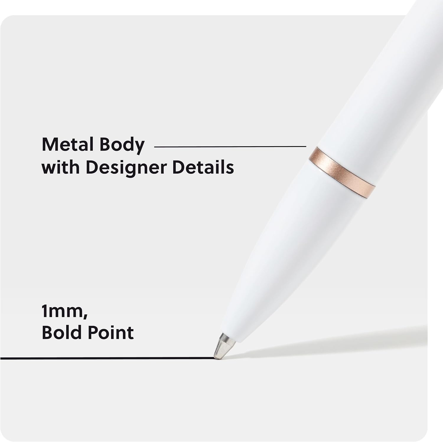 image:imageU Brands Monterey Ballpoint Pens Set of 4 Black and White With Rose Gold Details Bold 10 mm Point Black InkBlack and White