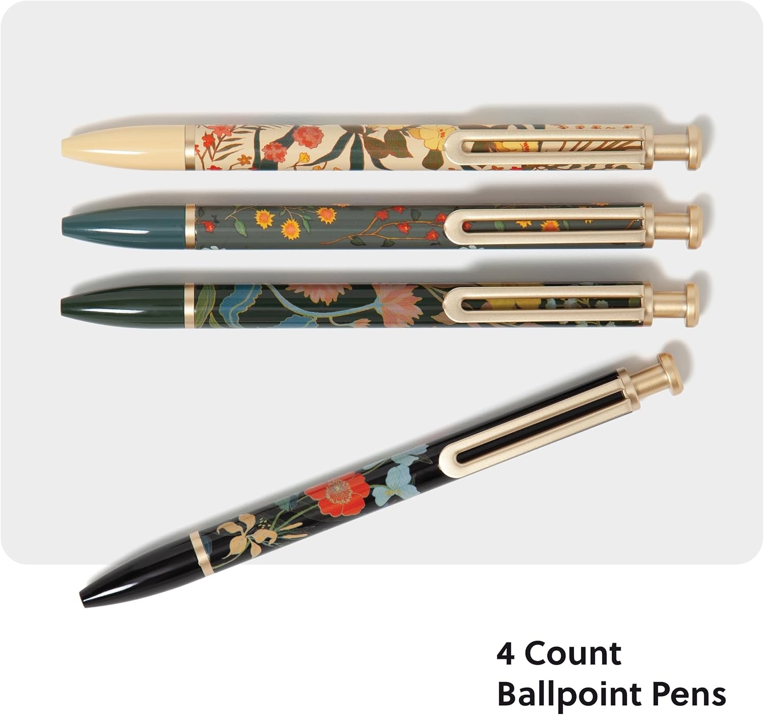 image:imageU Brands Monterey Ballpoint Pens Set of 4 Black and White With Rose Gold Details Bold 10 mm Point Black InkBotanical Studies