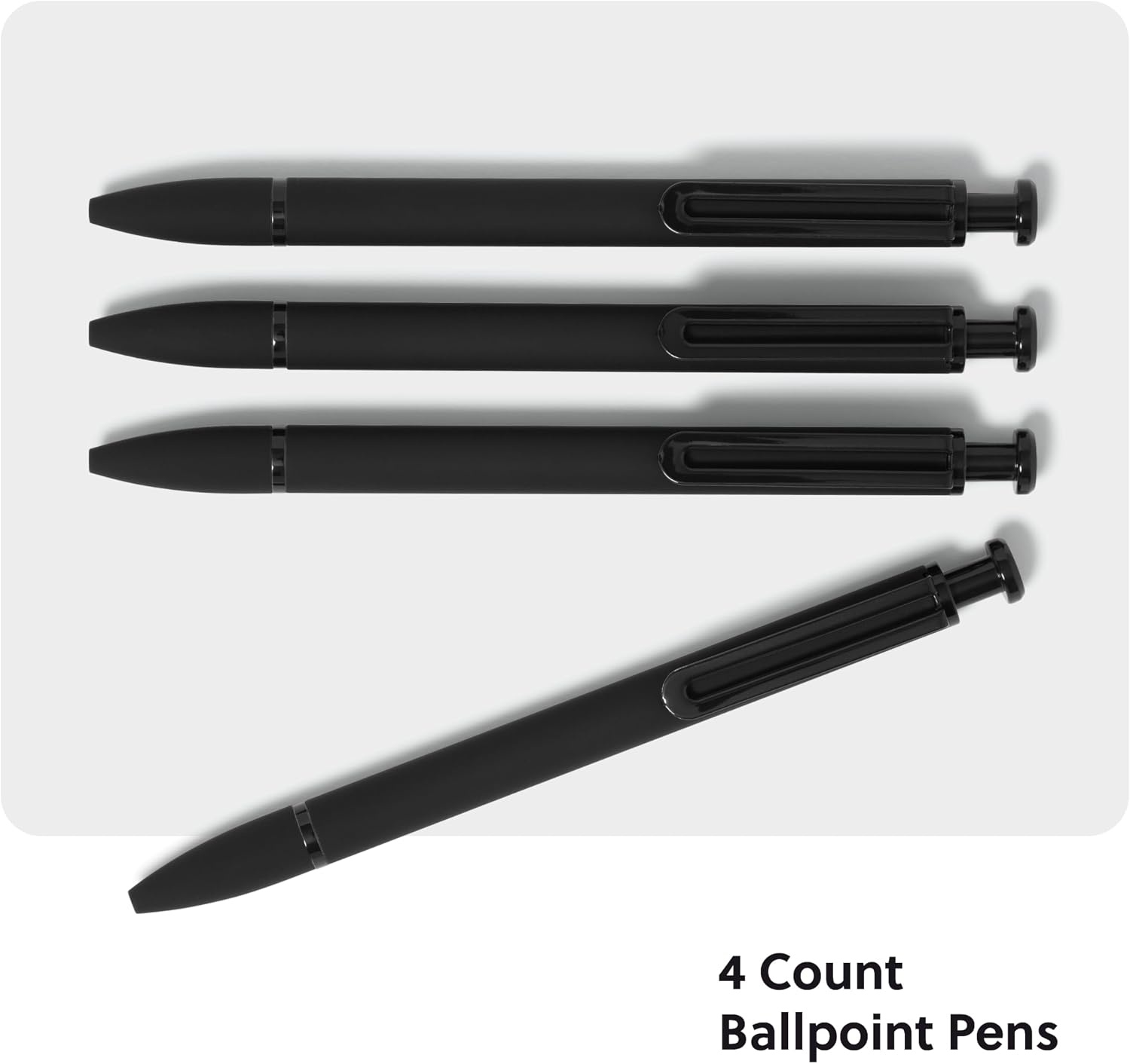 image:imageU Brands Monterey Ballpoint Pens Set of 4 Black and White With Rose Gold Details Bold 10 mm Point Black InkMidnight Black