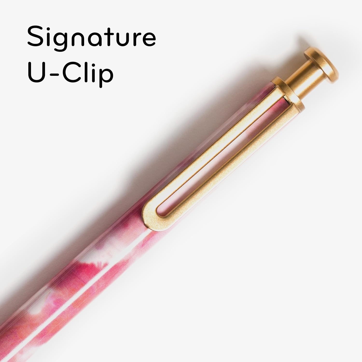 image:imageU Brands Monterey Ballpoint Pens Set of 4 Black and White With Rose Gold Details Bold 10 mm Point Black InkSoft Dye