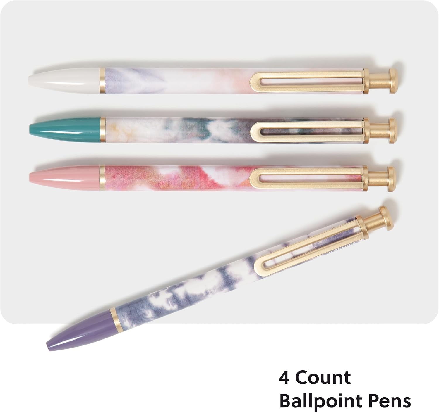 image:imageU Brands Monterey Ballpoint Pens Set of 4 Black and White With Rose Gold Details Bold 10 mm Point Black InkSoft Dye