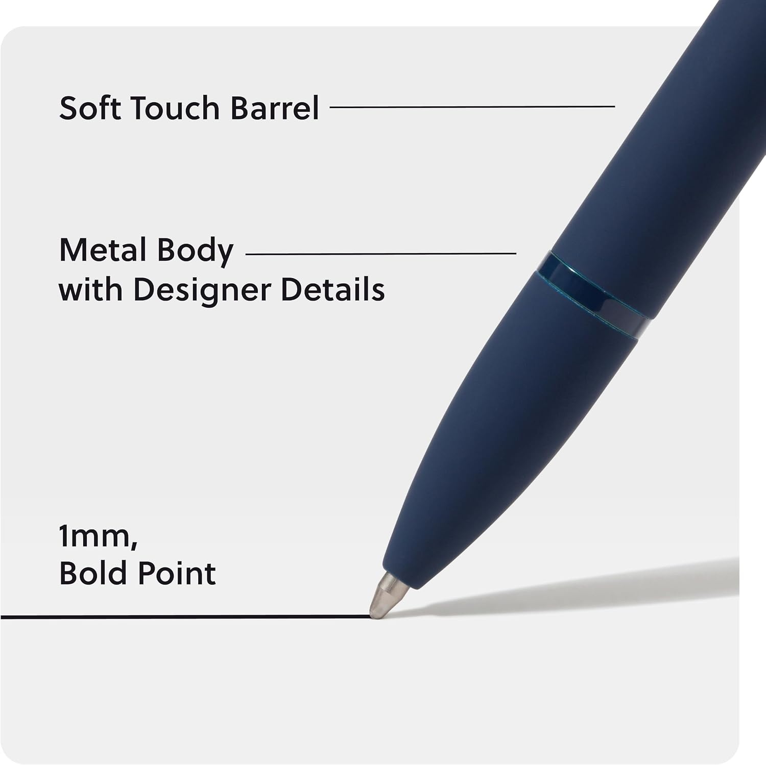 image:imageU Brands Monterey Ballpoint Pens Set of 4 Midnight Blue Soft Touch Bold 10 mm Point Blue Ink