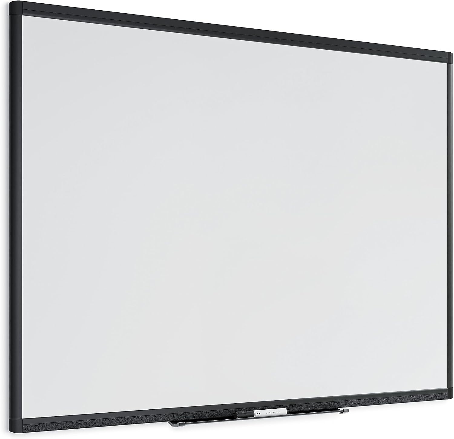 image:imageU Brands PINIT Magnetic Dry Erase White Board Black Aluminum Frame with Pin Strips Across the Top and Bottom 48 W x 36 H