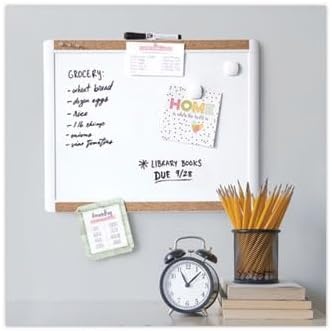image:imageU Brands PinIt Combination Dry Erase Board White Board with White Frame Office Supplies Includes Marker and Magnet 16 x 20
