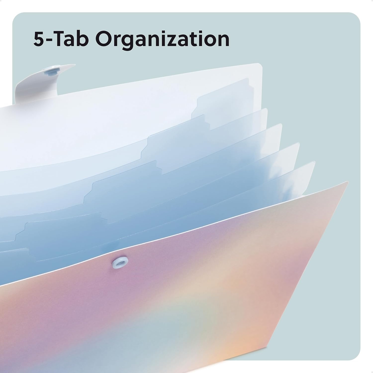 image:imageU Brands Poly 6 Pocket Expandable Folder with Tabs Lucent Dreams Pastel 1 Count 15cut tabs and 14 Blank Adhesive LabelsPastel