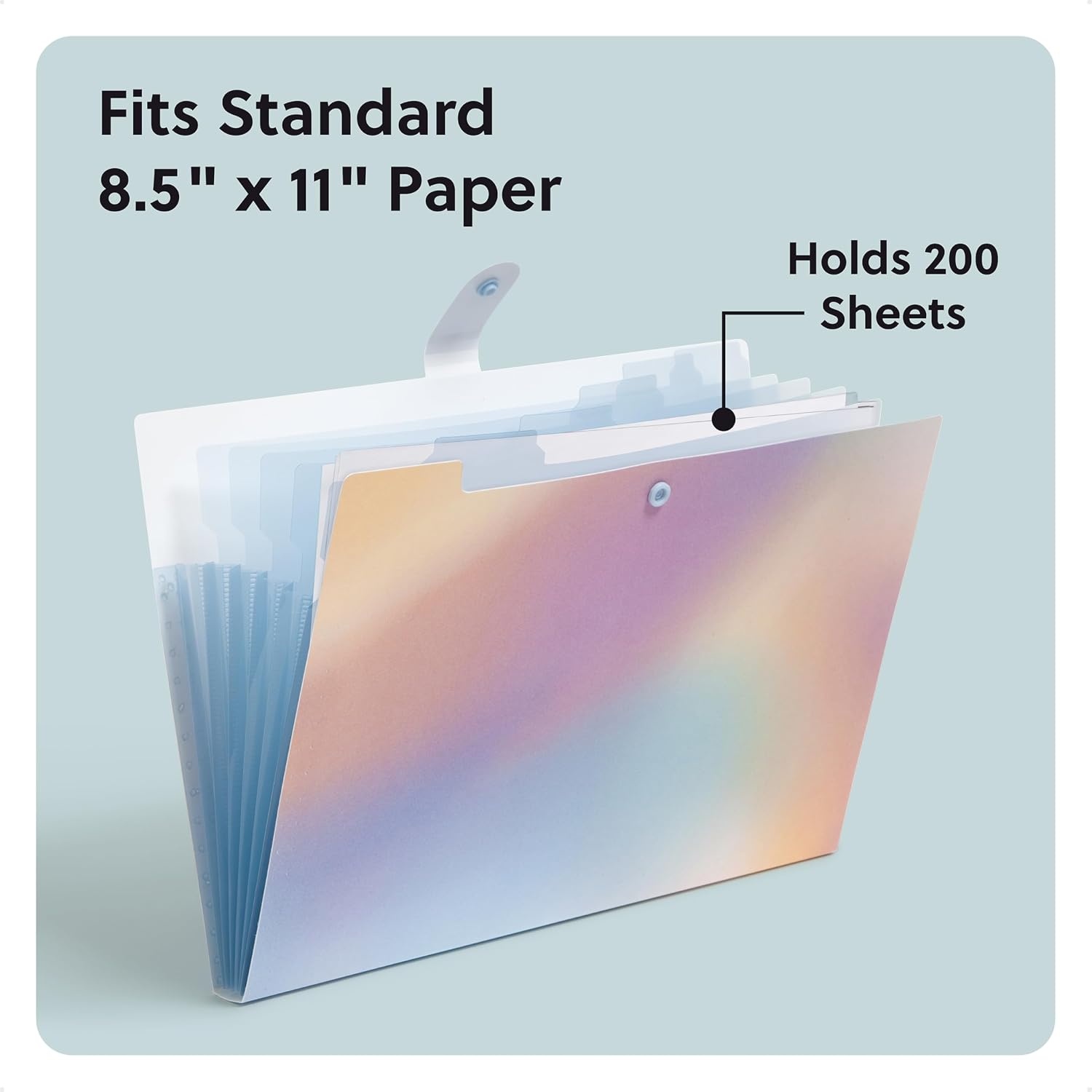 image:imageU Brands Poly 6 Pocket Expandable Folder with Tabs Lucent Dreams Pastel 1 Count 15cut tabs and 14 Blank Adhesive LabelsPastel