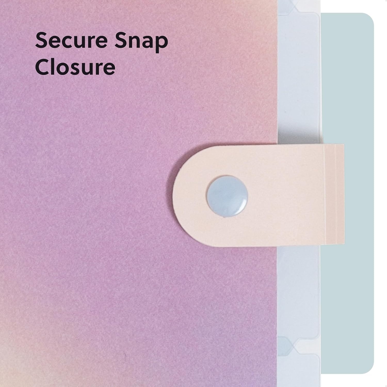 image:imageU Brands Poly 6 Pocket Expandable Folder with Tabs Lucent Dreams Pastel 1 Count 15cut tabs and 14 Blank Adhesive LabelsPastel