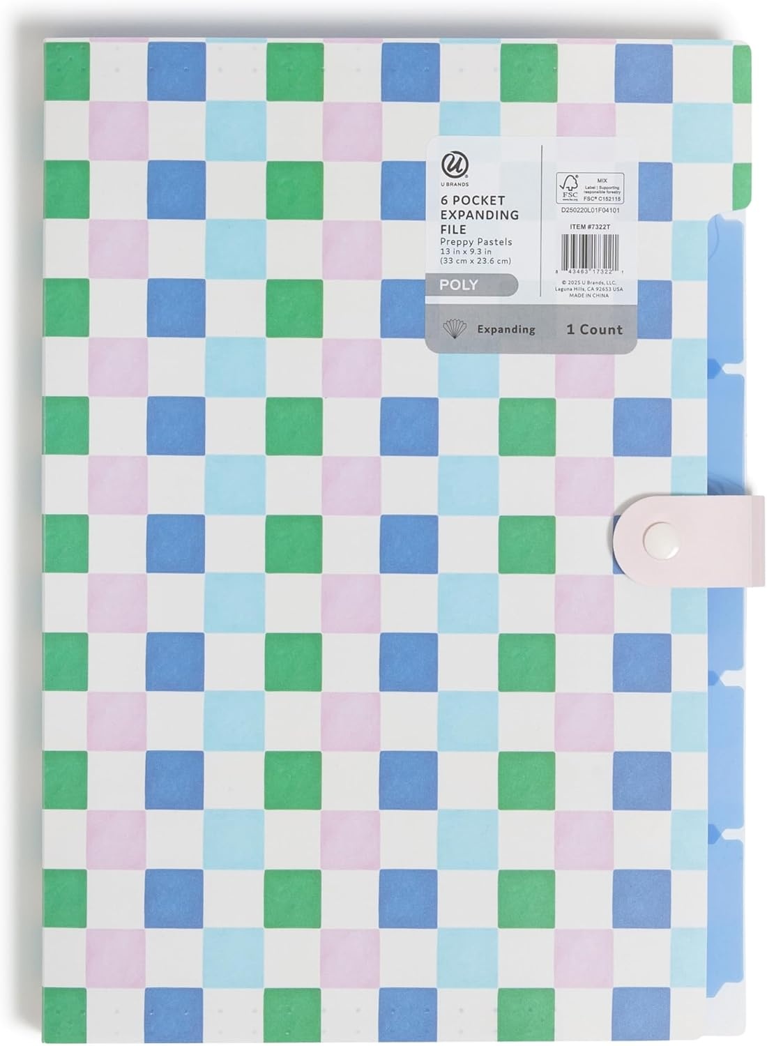 image:imageU Brands Poly 6 Pocket Expandable Folder with Tabs Lucent Dreams Pastel 1 Count 15cut tabs and 14 Blank Adhesive LabelsPastel Multicolor
