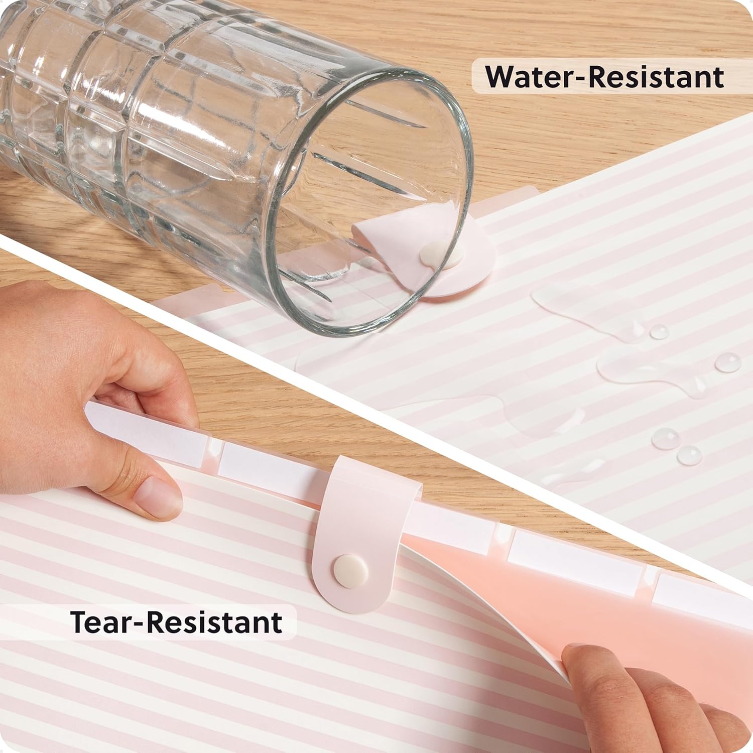 image:imageU Brands Poly 6 Pocket Expandable Folder with Tabs Lucent Dreams Pastel 1 Count 15cut tabs and 14 Blank Adhesive LabelsPreppy Pink Stripes