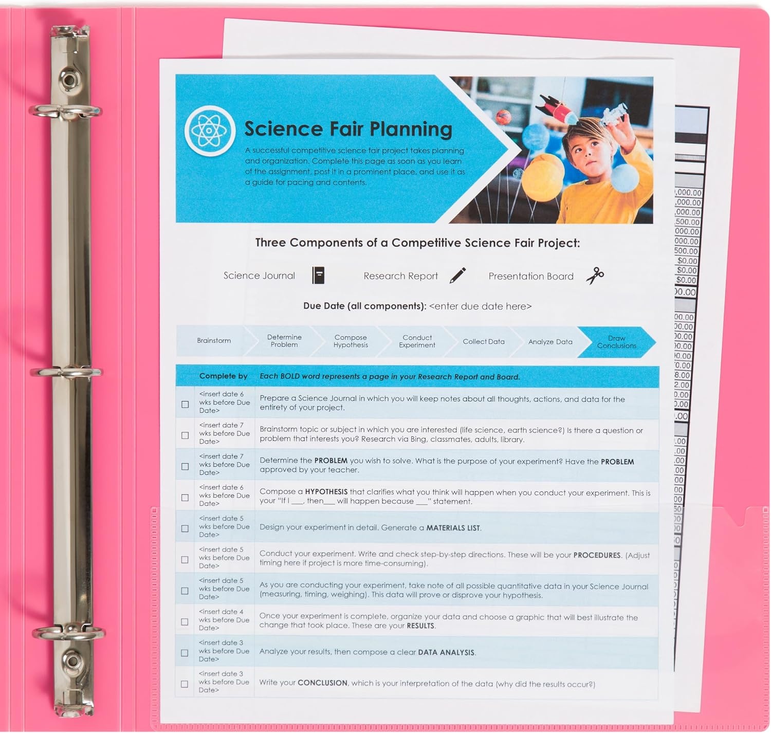 image:imageU Brands Poly Performance Artistic Marks Fashion 1 Binders Green Blue and Pink Silver Metal ORings 3 Count