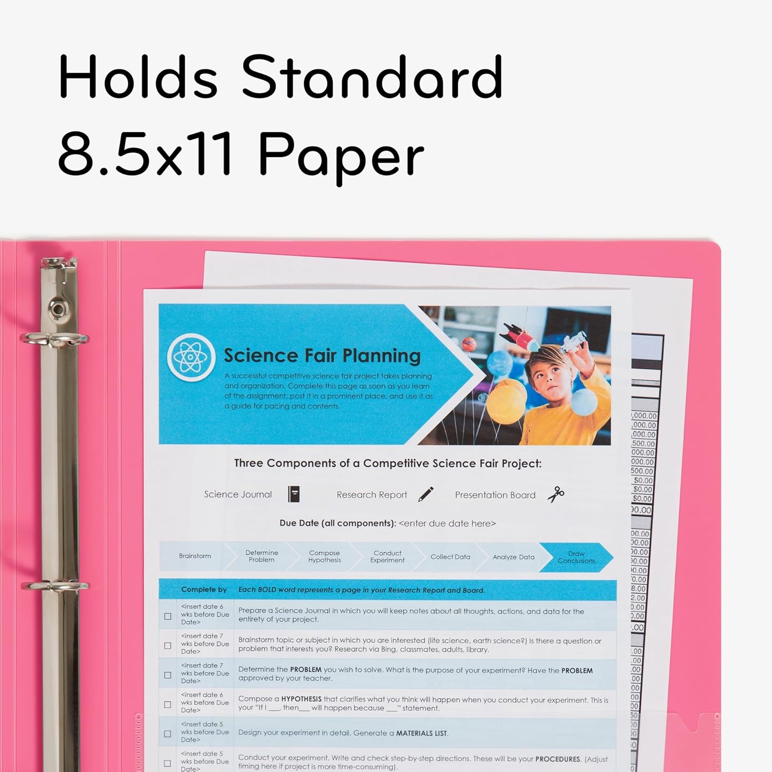 image:imageU Brands Poly Performance Artistic Marks Fashion 1 Binders Green Blue and Pink Silver Metal ORings 3 Count
