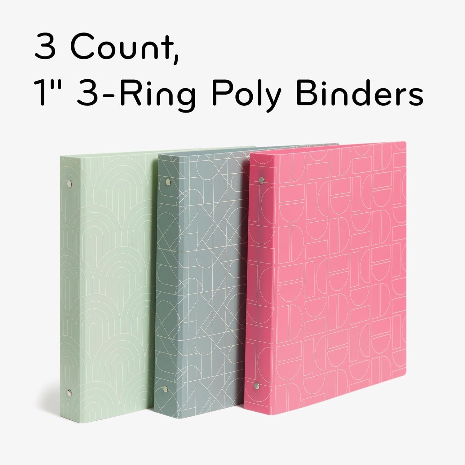 image:imageU Brands Poly Performance Artistic Marks Fashion 1 Binders Green Blue and Pink Silver Metal ORings 3 Count