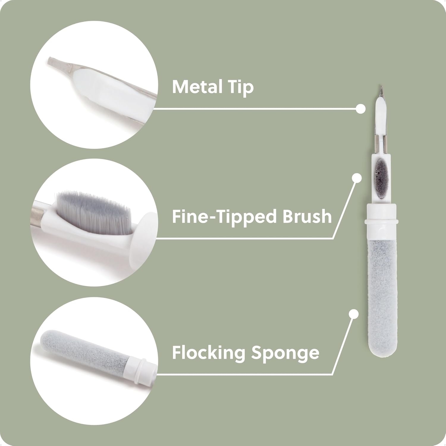 image:imageU Brands Tech Cleaning Kit 2 Pack Drawstring Pouches in Sand Beige and Storm Blue Phone Keyboard Screen Cleaner Set for AirPods Keyboards and Screens