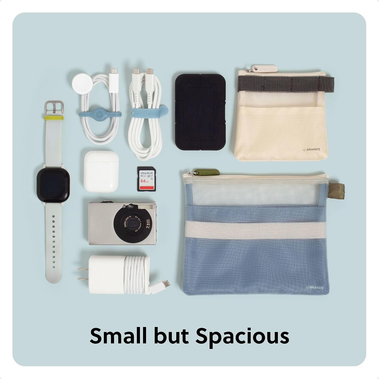 image:imageU Brands Tech Pouch Combo Set of 2Haze Blue and Sand Beige