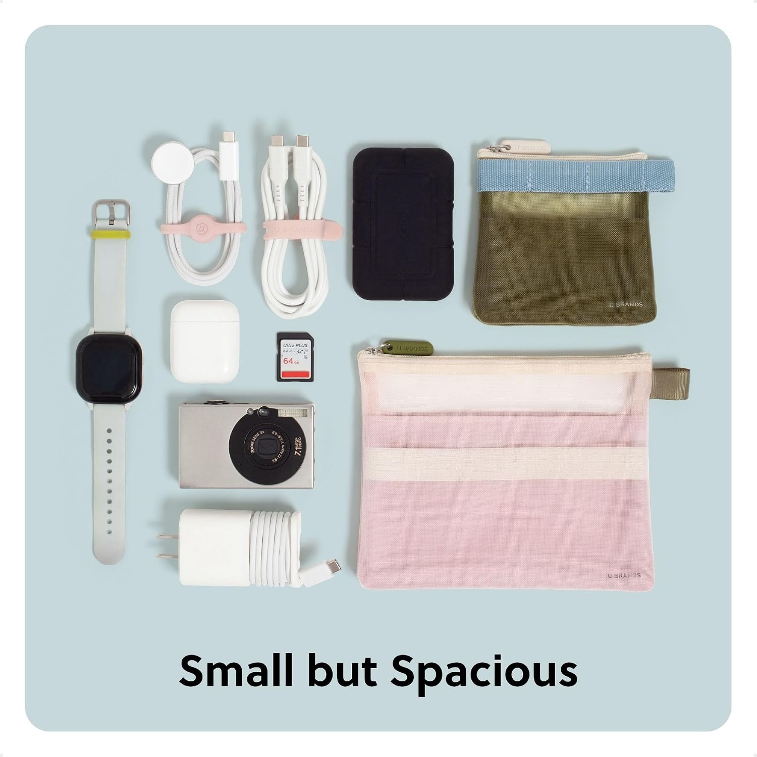 image:imageU Brands Tech Pouch Combo Set of 2Rose Pink and Olive Green