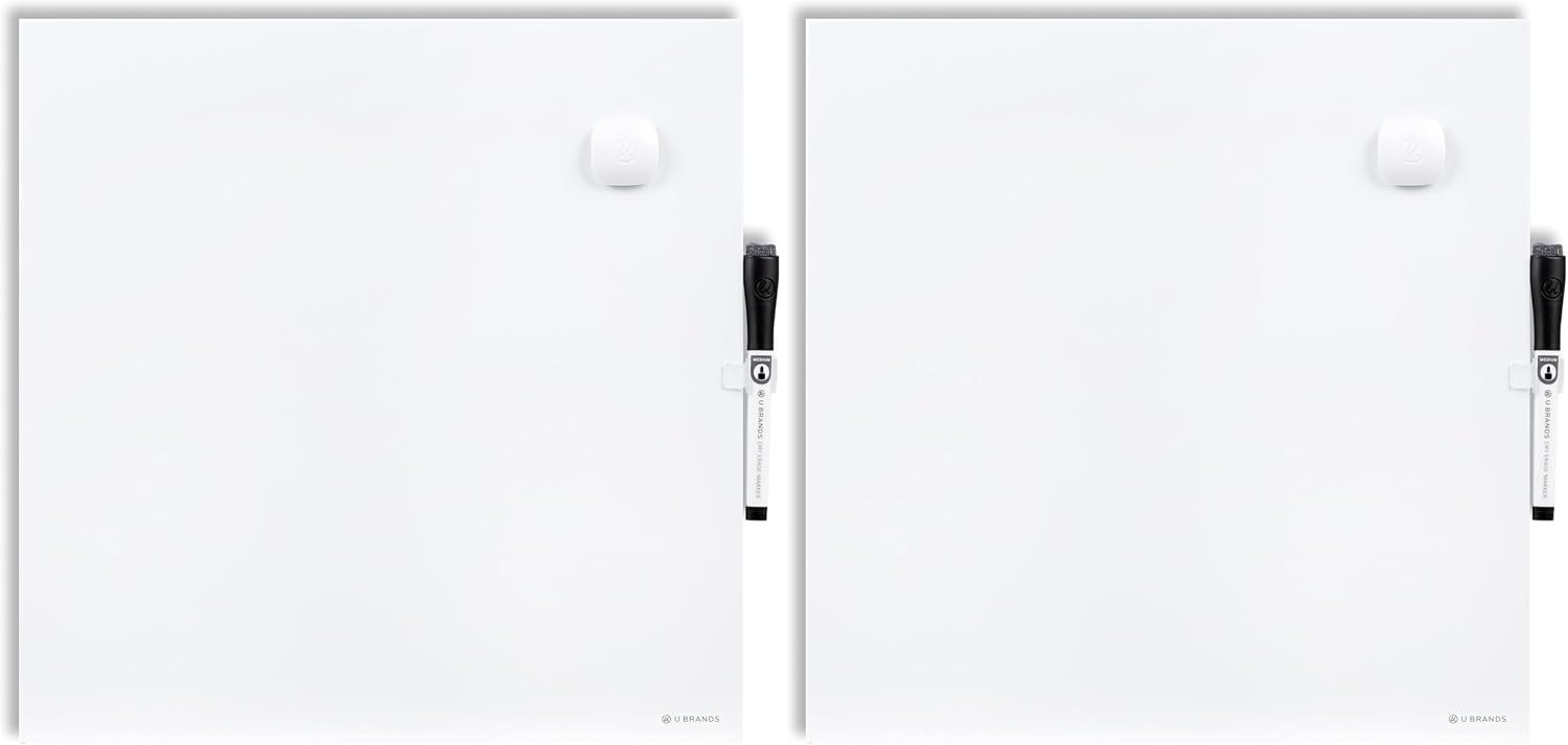 image:imageU Brands Tile Whiteboard and Bulletin Board Value Pack with Undated One Month Calendar 14 x 14 2 PiecesWhite
