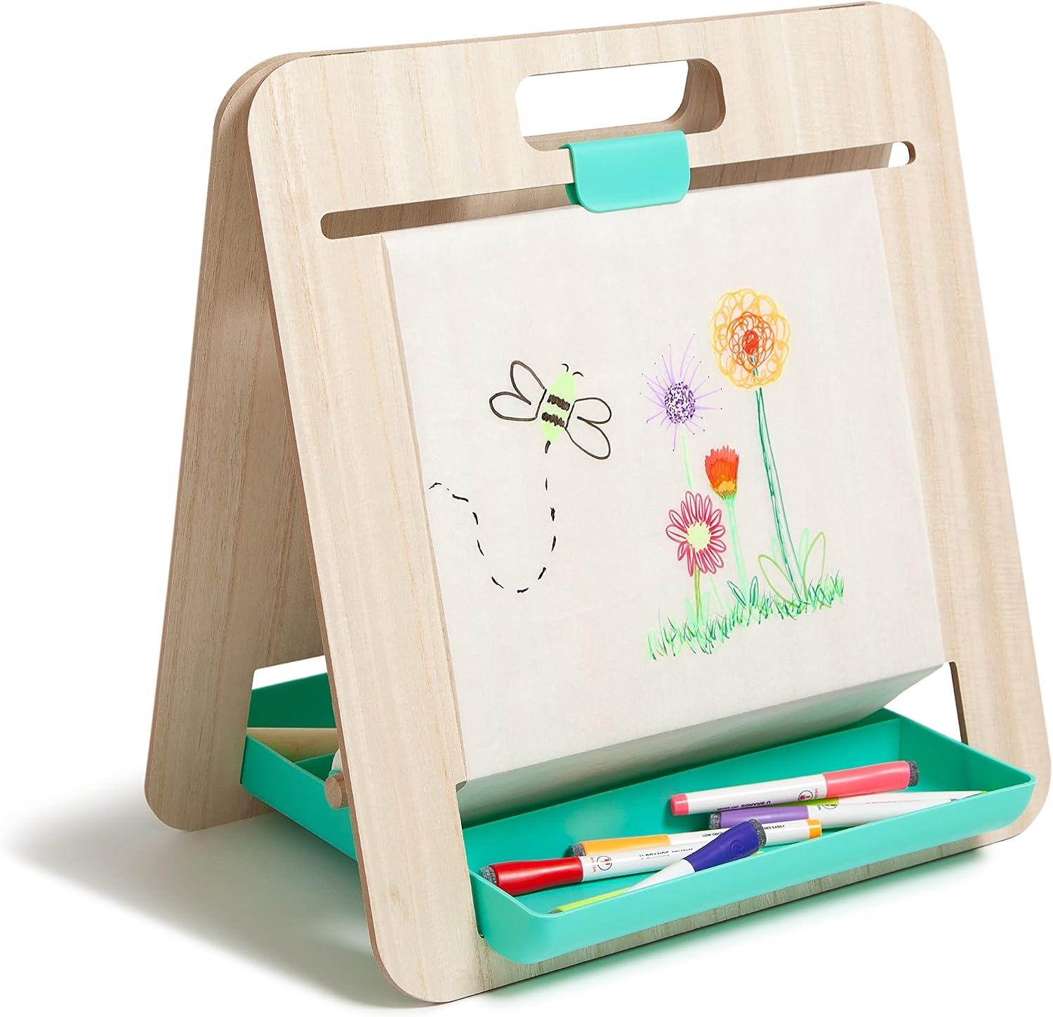 image:imageU Brands U Play DoubleSided Childrens Desktop Art Easel Chalk and Paper Roll 17 x 18