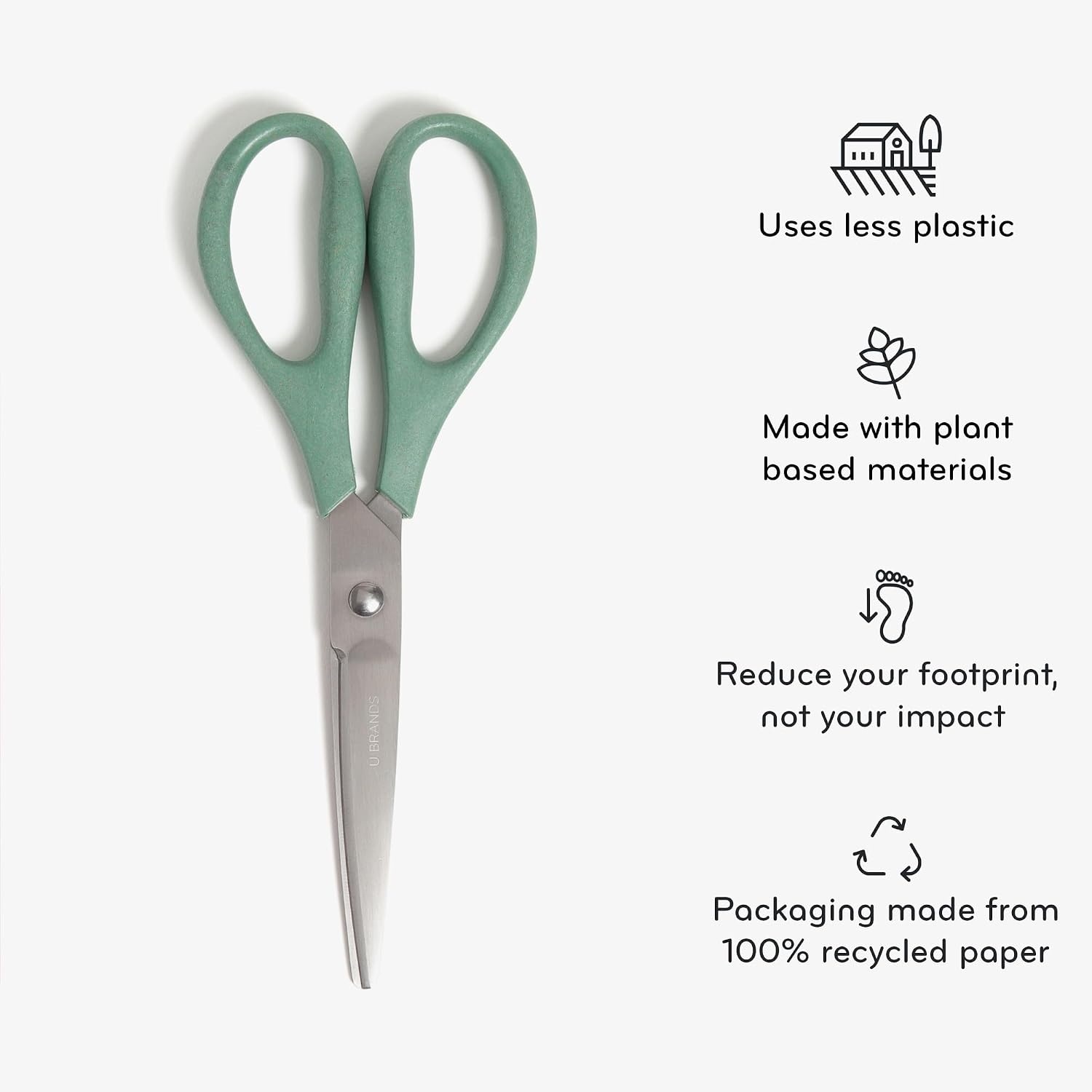 image:imageU Brands UEco 8 Scissors for Office Assorted Brights Patented Concave Blade Technology Craft Scissor Set Pack of Scissors for Gift Wrapping and Crafting Set of 3 6607U0124