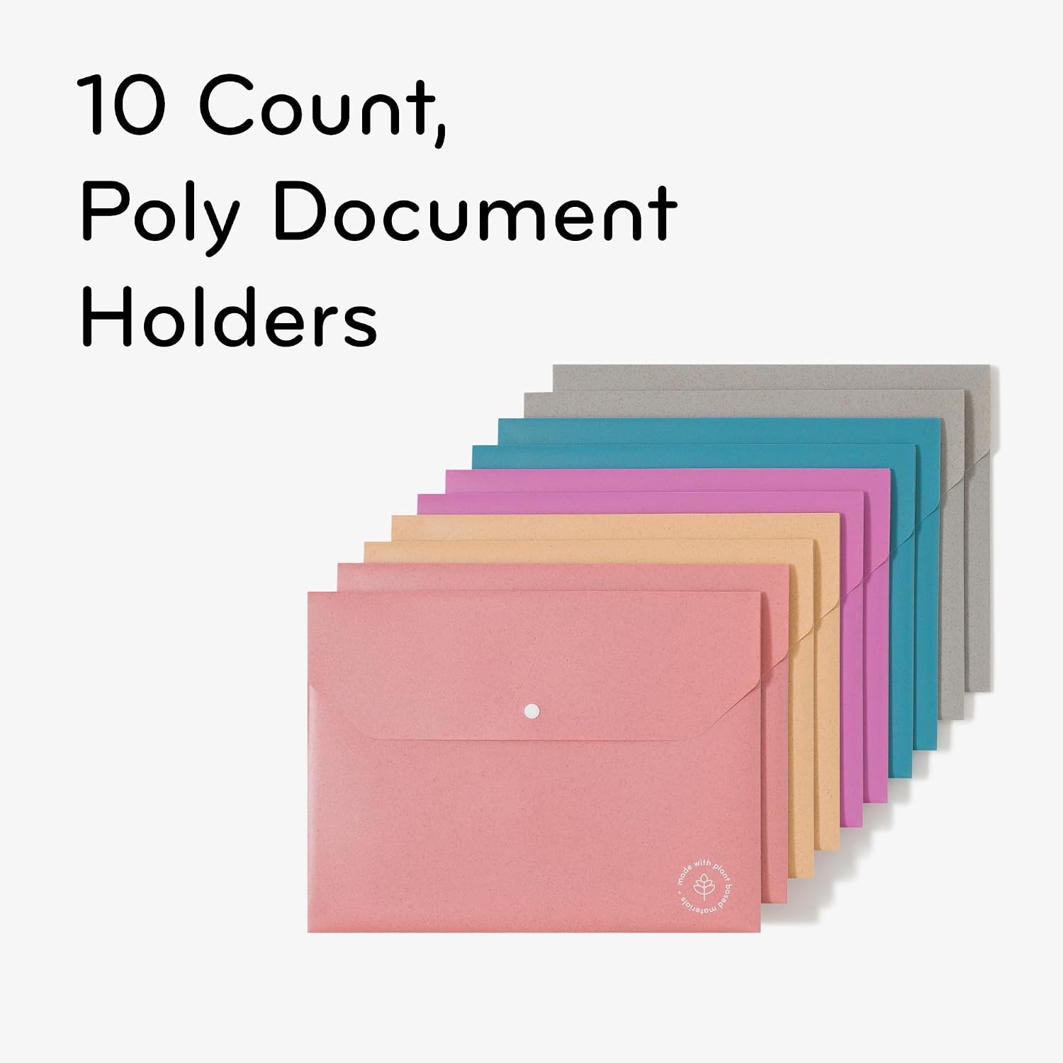 image:imageU Brands UEco Poly Document Holders Set of 10 Assorted Brights Single Pocket Letter Size 6601U0112Letter