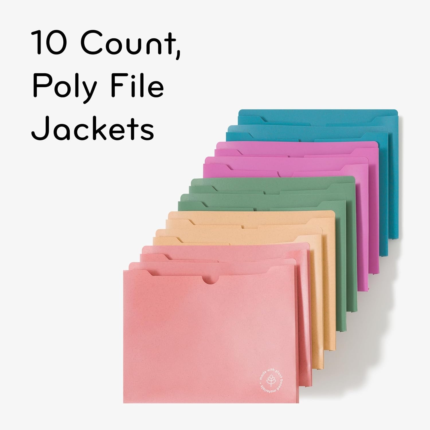 image:imageU Brands UEco Poly File Jacket Set of 10 Assorted Brights Letter Size 6595U0112
