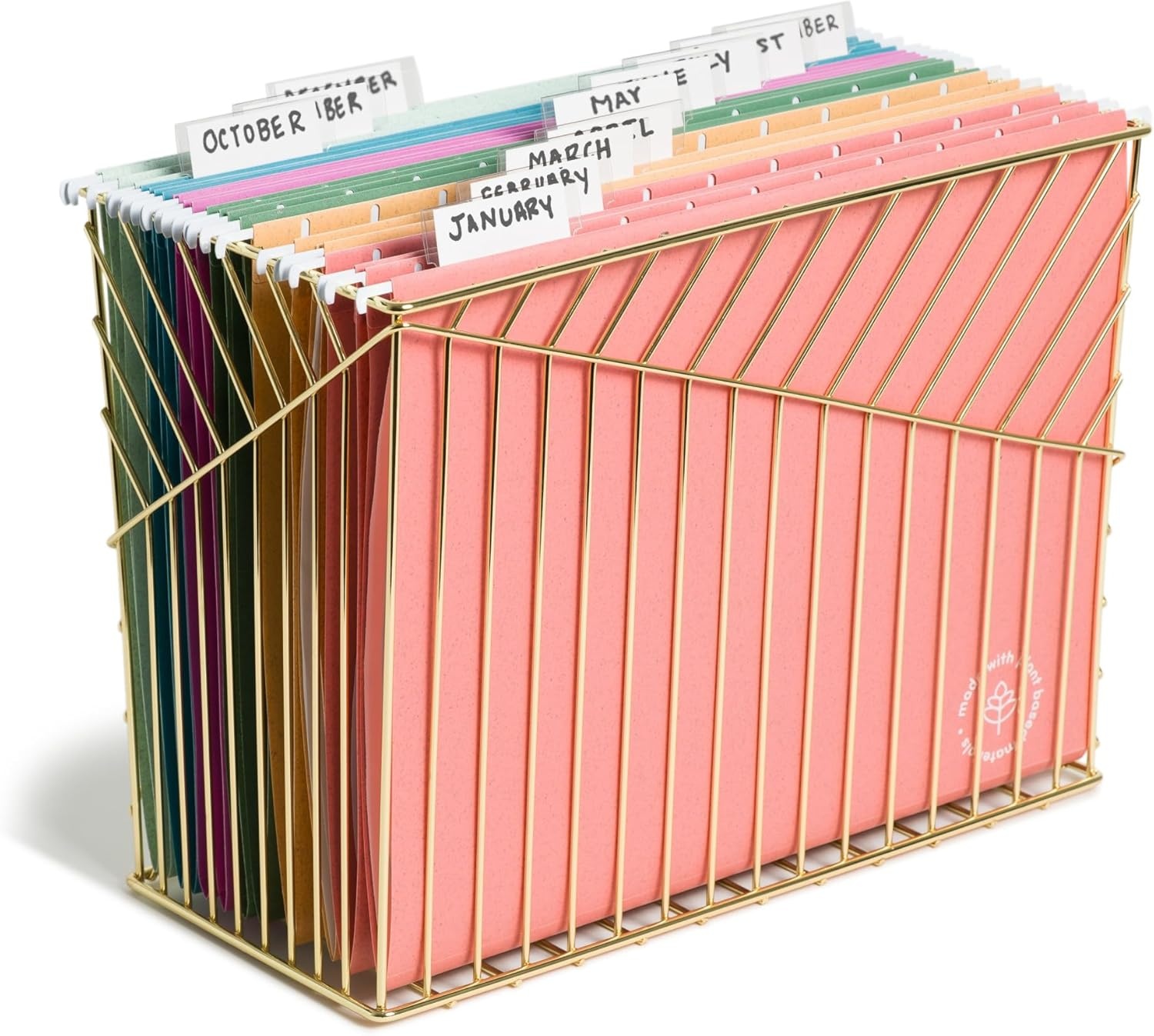 image:imageU Brands UEco Poly Hanging File Folders Set of 12 Assorted Brights White Metal Hanging Rods Letter Size 6596U0112