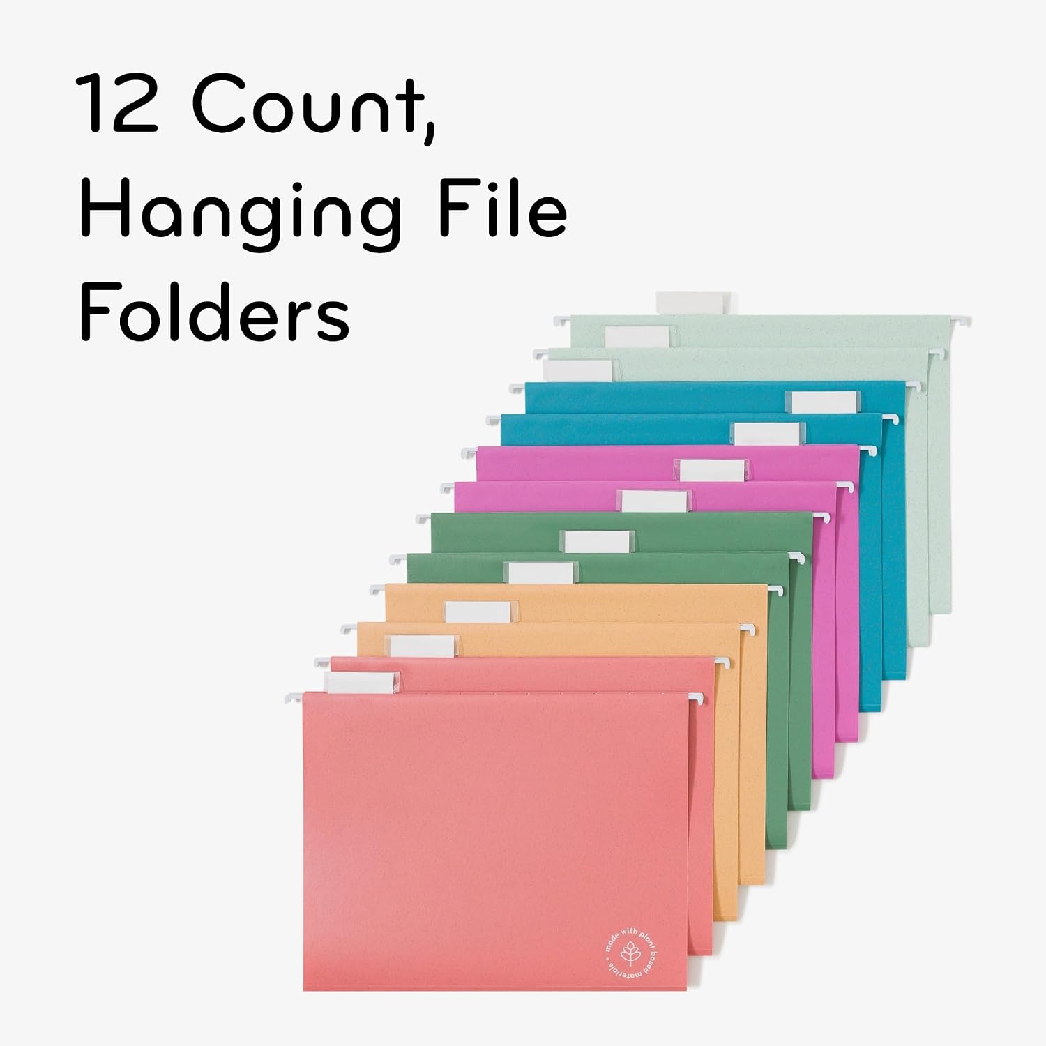 image:imageU Brands UEco Poly Hanging File Folders Set of 12 Assorted Brights White Metal Hanging Rods Letter Size 6596U0112