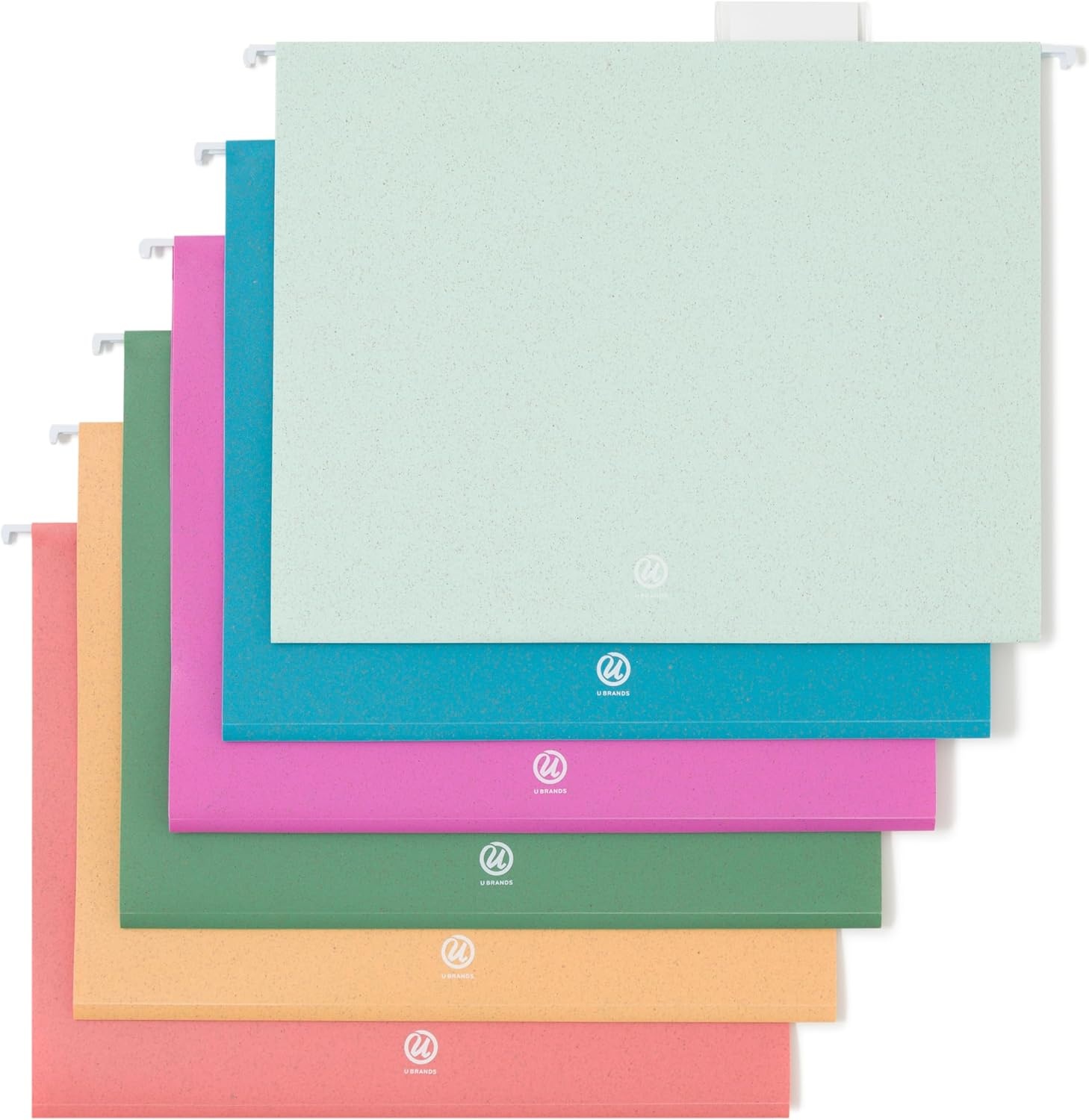 image:imageU Brands UEco Poly Hanging File Folders Set of 12 Assorted Brights White Metal Hanging Rods Letter Size 6596U0112